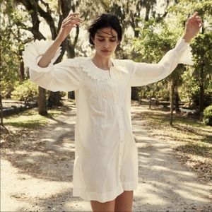 Doen Wing Dress White Cotton Mini Dress 3/4 Sleeve